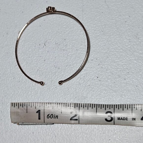 Elegant Gold Tone Open Bangle Cuff Bracelet Blue Gem Flower Accent Jewelry Women - Picture 4 of 4